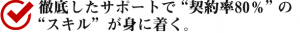 徹底したサポートで”契約率80％”の“スキル”が身に着く。